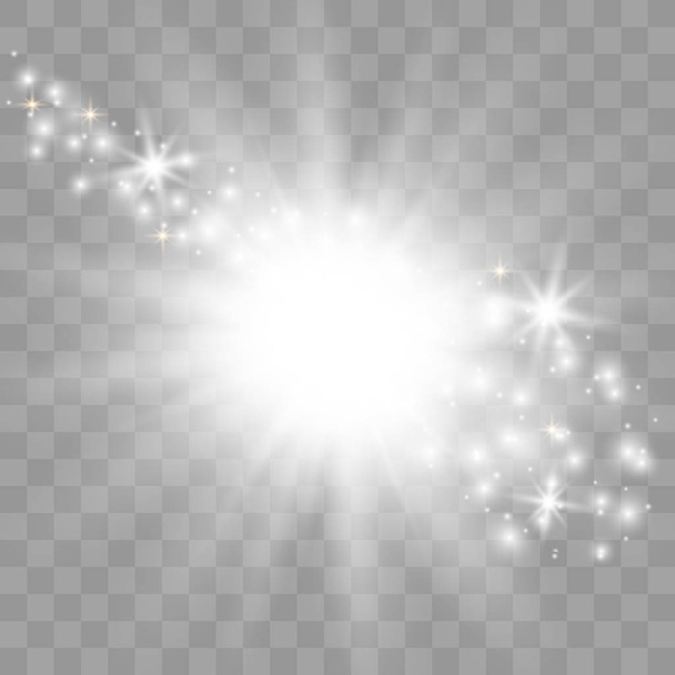 Witte gloeiende licht ontploft  - Vector, afbeelding