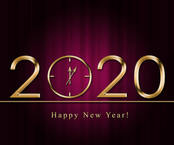 Ευτυχισμένο το νέο έτος 2020. Πρωτοχρονιιακό ρολόι - Φωτογραφία, εικόνα
