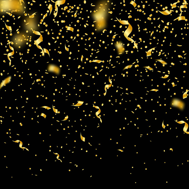 Szerpentin és konfetti. Arany talmi és fólia: ribbo - Vektor, kép