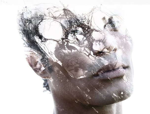 Paintography. Double exposure of an attractive male model combin - Foto, immagini