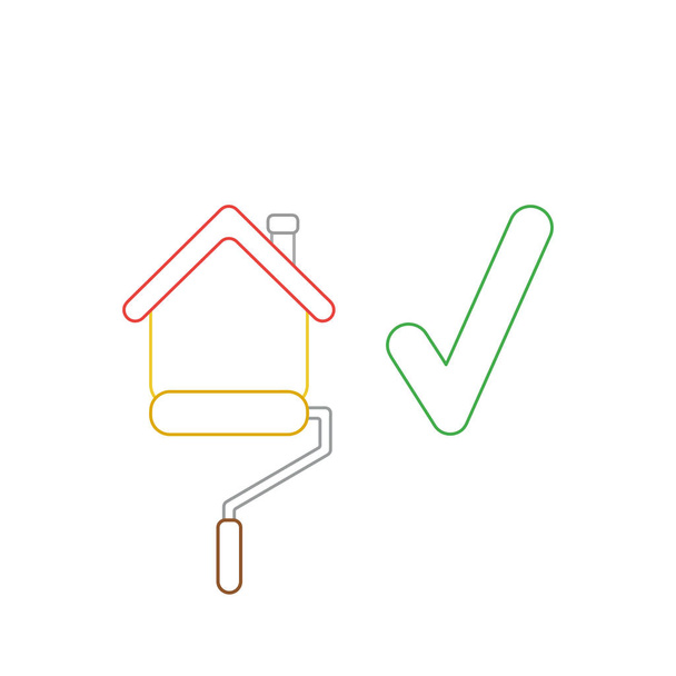 Vektor-Ikone Konzept von Pinsel-Malerei-Haus mit ch - Vektor, Bild