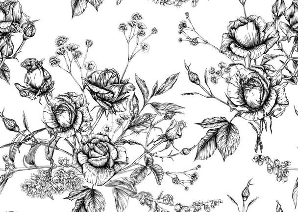 Roses seamless pattern - Вектор,изображение