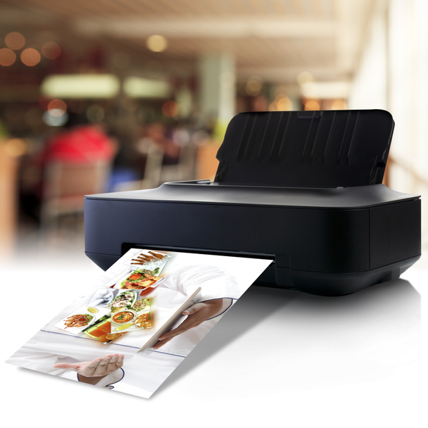 Imprimante et photo avec menu dans un restaurant
 - Photo, image