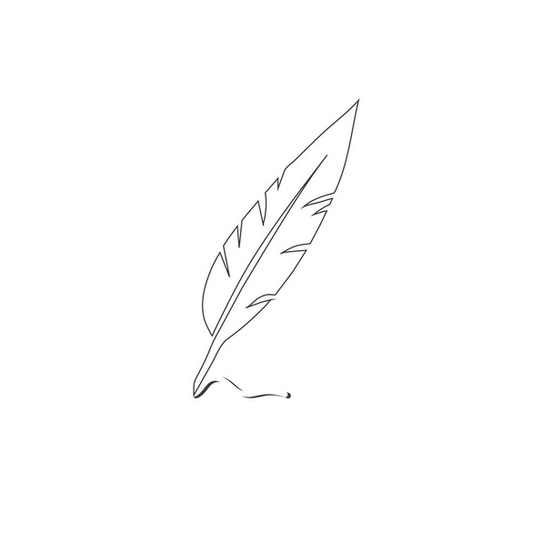 White feather pen writing logo template.  - Vector, Image