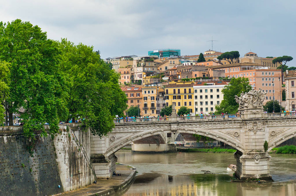 River and bridge of Rome, Italy - Foto, Imagem