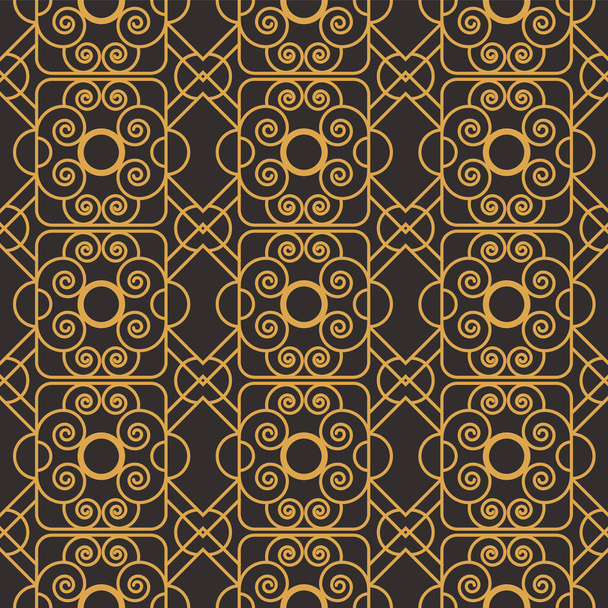 Art Deco padrão geométrico de luxo sem costura. Forma dourada. Vector deixa fundo elegante. Ilustração abstrata da concha do mar
. - Vetor, Imagem
