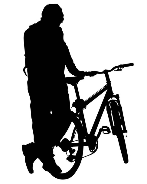 白い背景の上のスポーツ人々 聖霊降臨祭の自転車 - ベクター画像