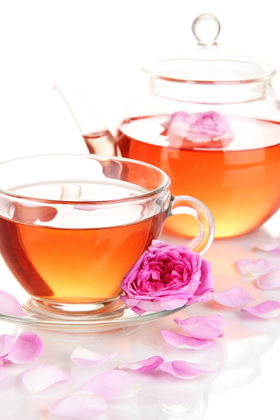 Rose tea isolated on white - Φωτογραφία, εικόνα
