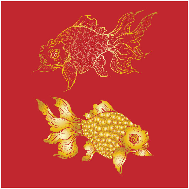 Koi karper vis en Japanse gouden vis Tattoo. doodle Art koi karper vis voor Japanse Tattoo. - Vector, afbeelding