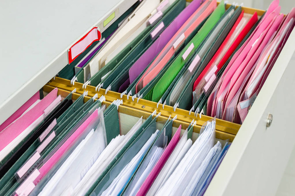 Files document of hanging file folders in a drawer in a whole  - Photo, Image