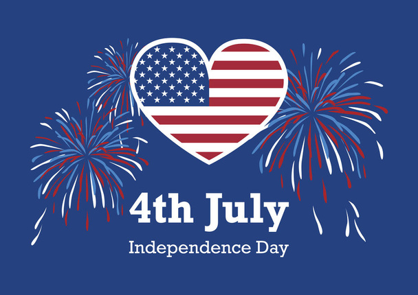 アメリカ独立記念日 アメリカ国旗ハートベクトル - ベクター画像