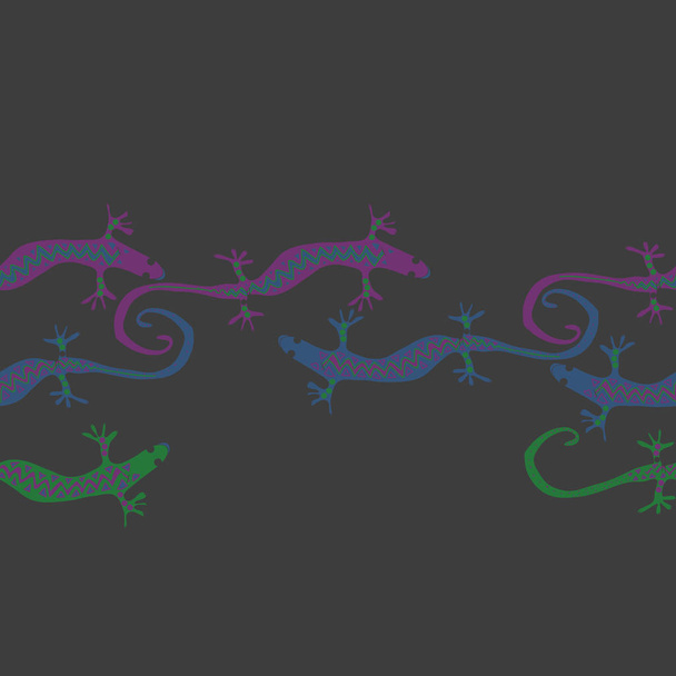 seamless horizontal lizards pattern, simply vector illustration - Vector, Image