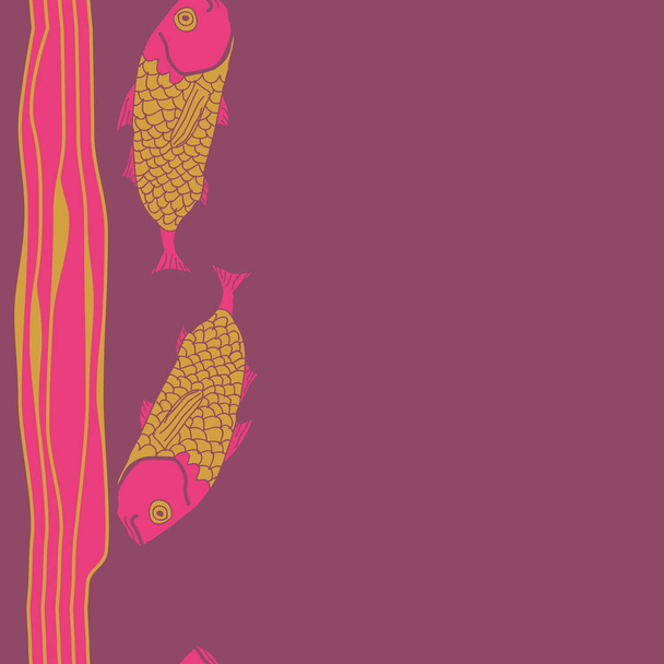 Seamless abstract pattern with colorful fish - Vector, Imagen