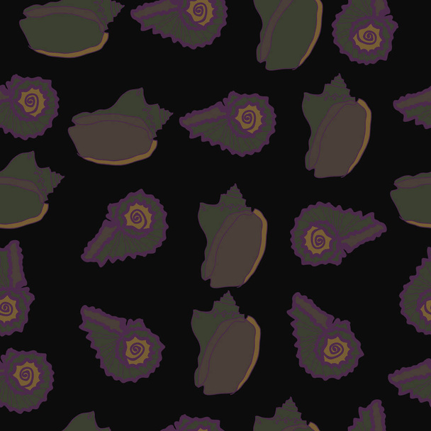 set of colored bright seashells on background - Vector, afbeelding