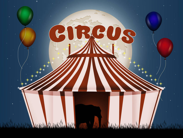 illustration of circus tent in the moonlight - Photo, image