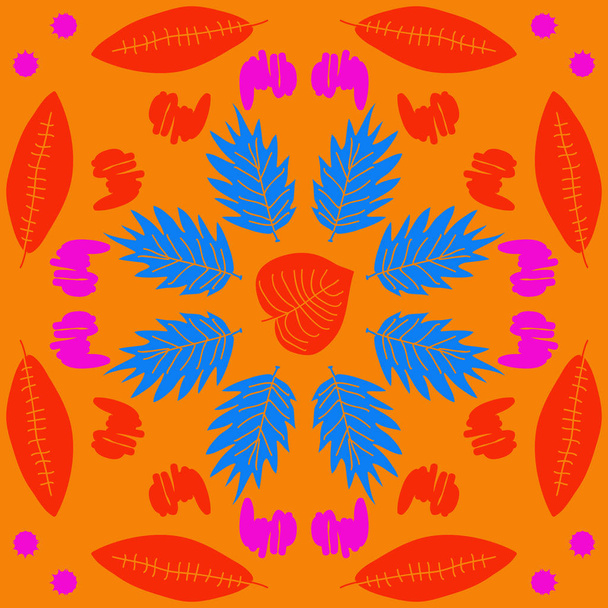 Seamless pattern of abstract colorful leaves - Vector, Imagen