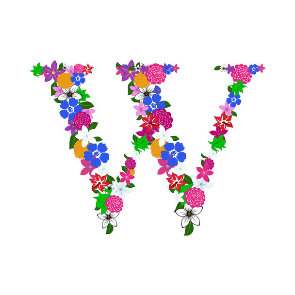 Floral Alphabet Letter - Διάνυσμα, εικόνα