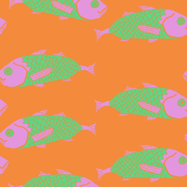 Patrón abstracto sin costuras con peces de colores
 - Vector, Imagen
