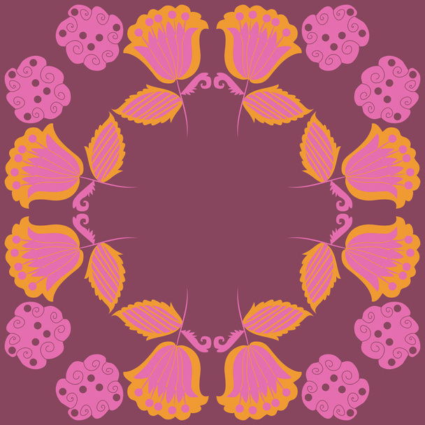Seamless pattern of abstract flowers circle frame - Vektor, obrázek
