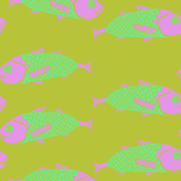 Seamless abstract pattern with colorful fish - Vector, Image