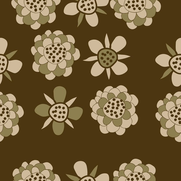 Seamless pattern with abstract simple flowers - Vetor, Imagem
