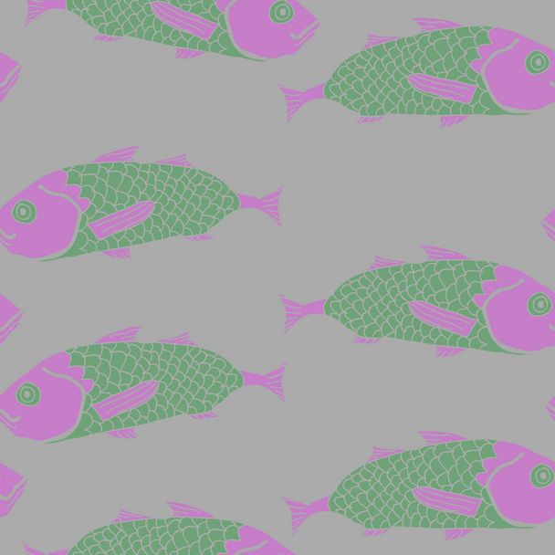 Seamless abstract pattern with colorful fish - Vektör, Görsel