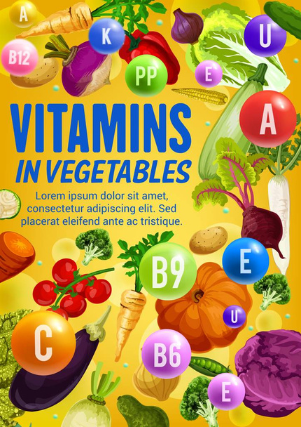 Vitamine nelle verdure fresche. Cibo vegetariano
 - Vettoriali, immagini