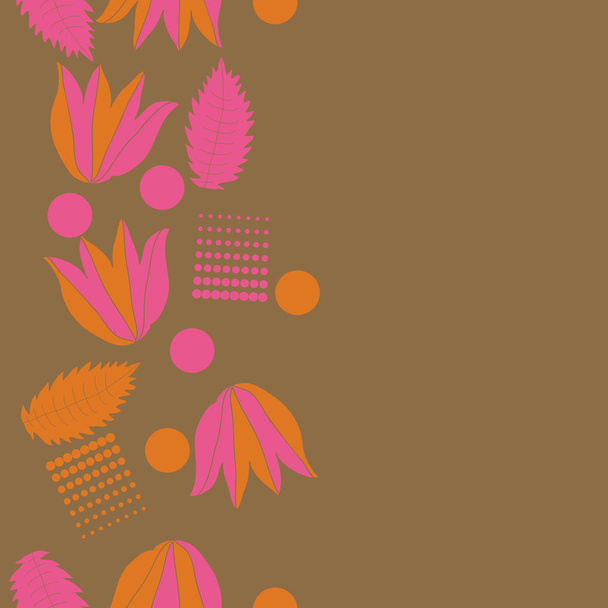 Seamless pattern of floral motif, leaves and tulips. - Вектор, зображення