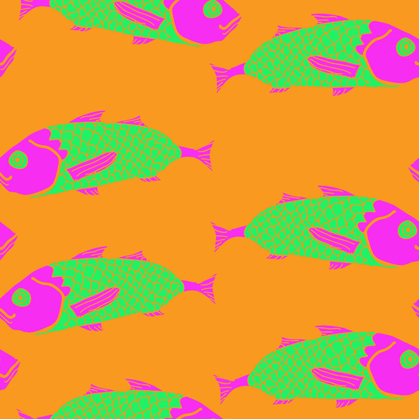 Seamless abstract pattern with colorful fish - Vektori, kuva