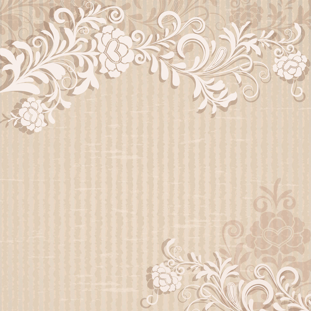 Abstract beige grungy floral background with copy space. - Vektor, Bild
