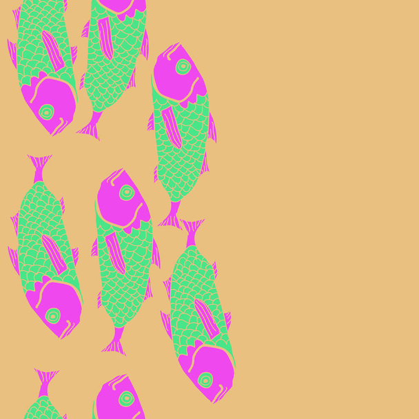 Seamless abstract pattern with colorful fish - Vektör, Görsel