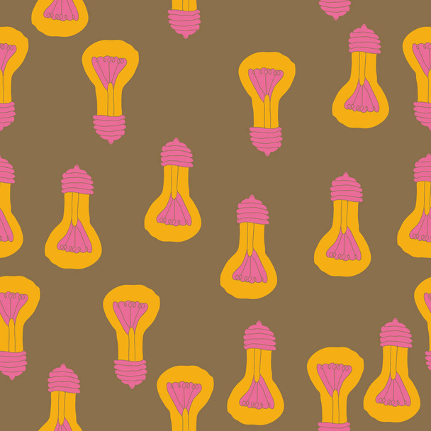 set of light bulbs on colored background - Vector, Image