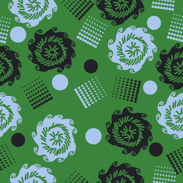 full frame seamless abstract vector background with flowers and dots  - Vecteur, image