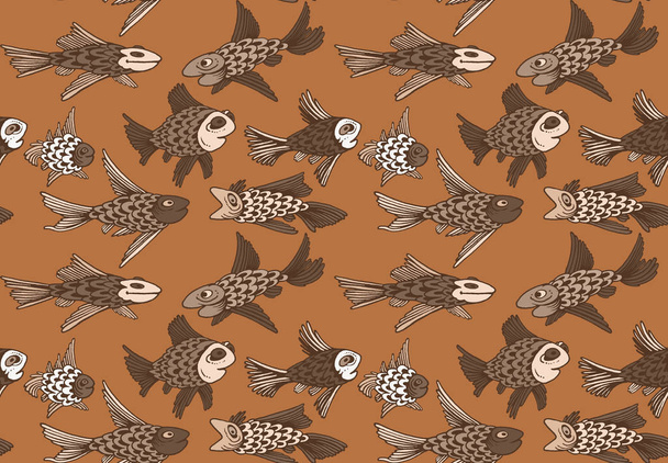 Ornament with fish. Seamless woven pattern. Design print for textile, fabric, wallpaper, background. - Foto, immagini
