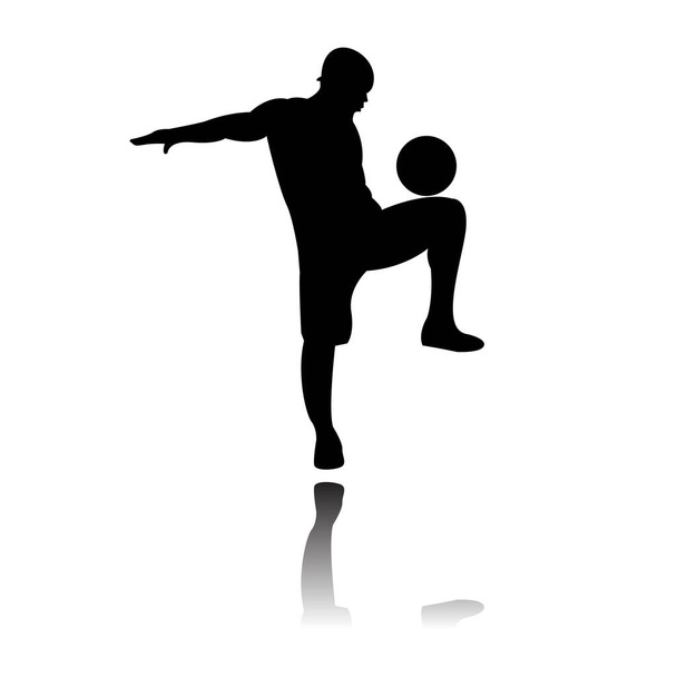 Jalkapallo futsal pelaaja siluetteja eri toiminta aiheuttaa. Helppo muokattava kerroksellinen vektorikuvaus
 - Vektori, kuva