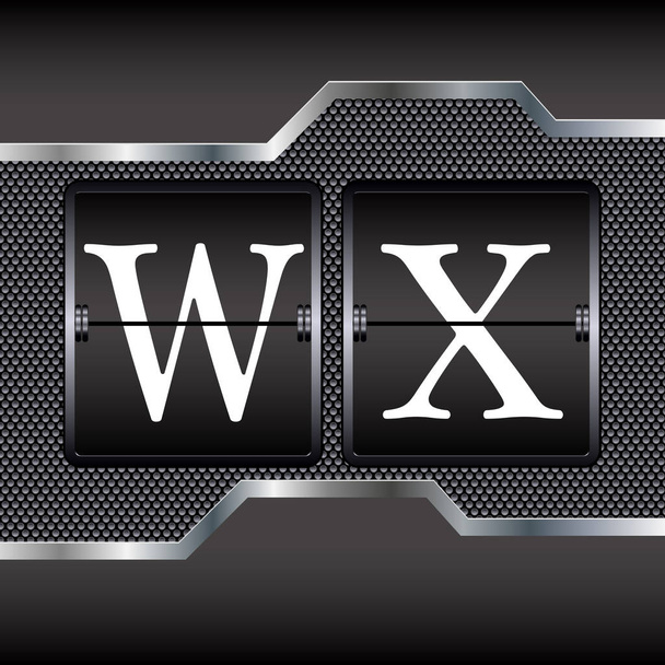 Alfabeto metálico de W-X mecânico, ilustração vetorial
 - Vetor, Imagem