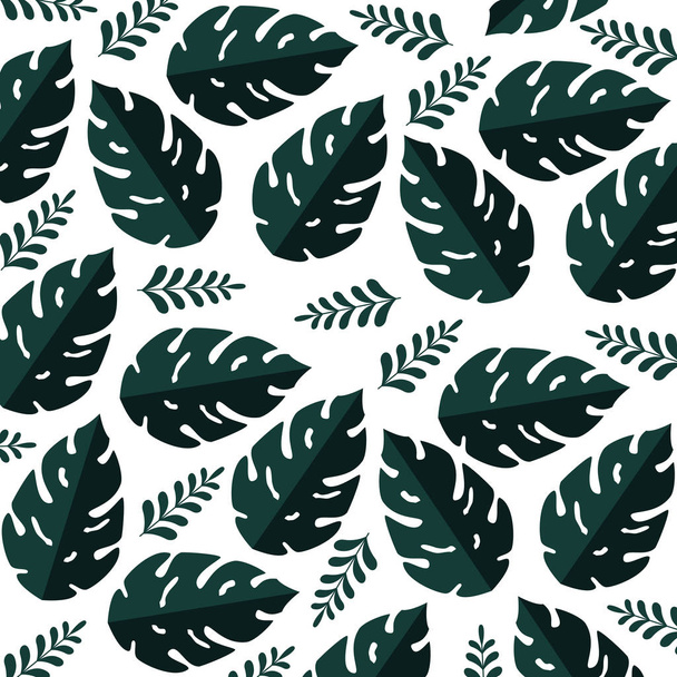 summer pattern with tropical leafs plants - Vector, Image