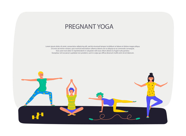 Prenatal yoga training square banner - Vector, Image