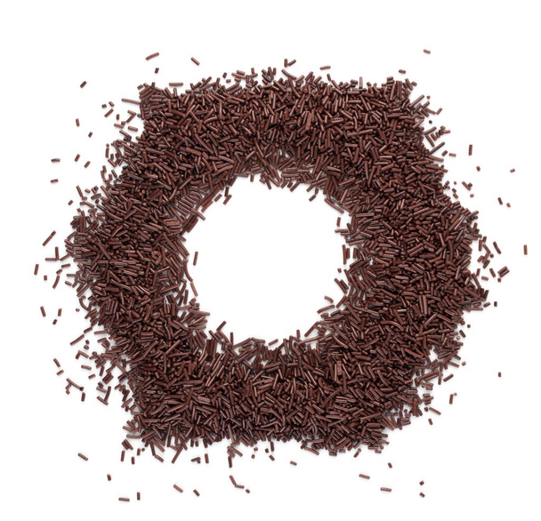 Chocolate Sprinkles Isolated on White Background Top View - Foto, afbeelding