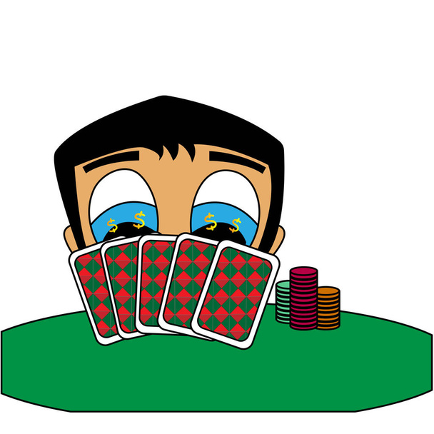 Poker player wins money. Isolated stock vector illustration - Vector, Image