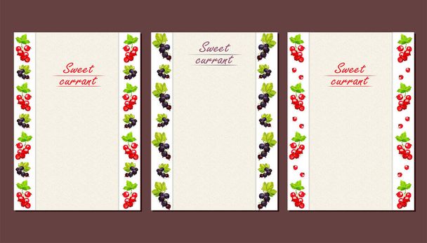Postcards or leaflets with currants - Vector, Image