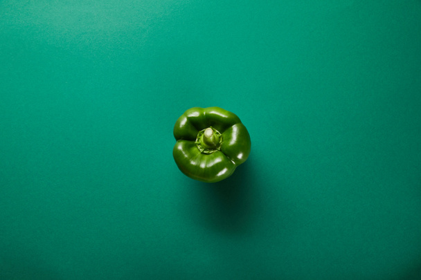 top view of green fresh vegetables on green background - Photo, Image