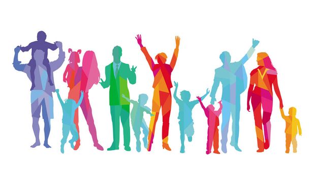 Families with children, parents and friends are having fun - Vector, Image