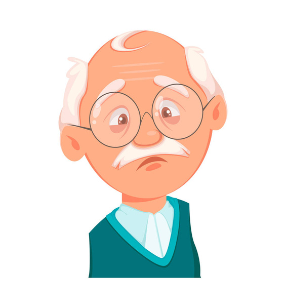 Face expression of grandfather, sad - Vector, Image