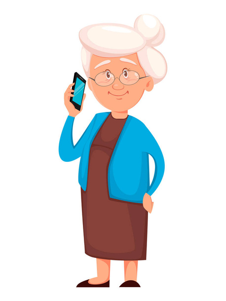 Abuela sosteniendo smartphone
 - Vector, Imagen