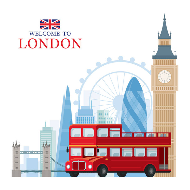 Londen, Engeland en het Verenigd Koninkrijk reis-en toeristische attractie - Vector, afbeelding