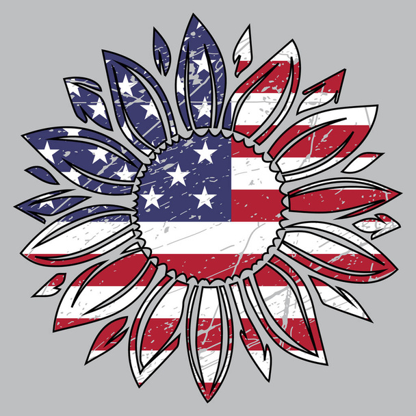 Bandera de USA en girasol, 4 de julio, patriótica, 4 de julio, america, us
 - Vector, imagen