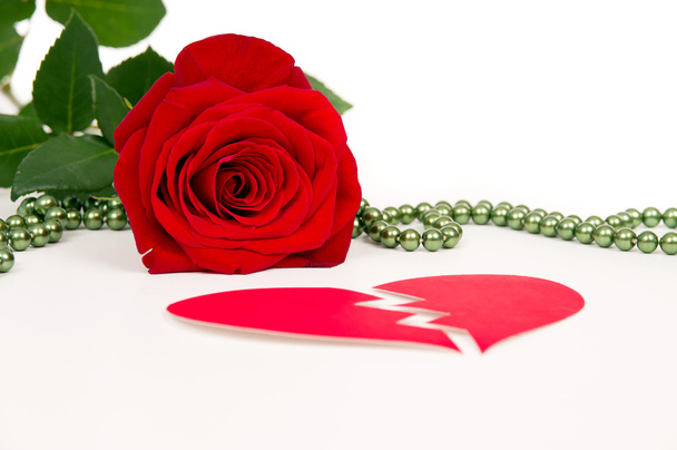 Red rose flower with hearts valentine - Foto, Imagen