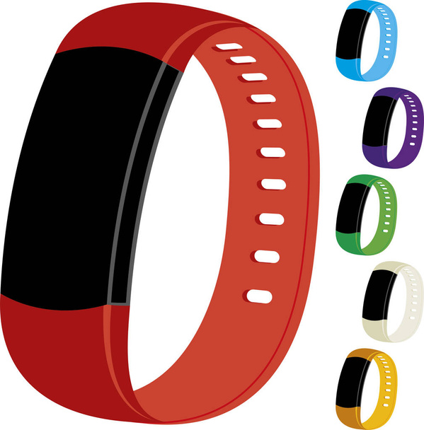 Simple smartband set in various colors with copy space. - Vector, Image