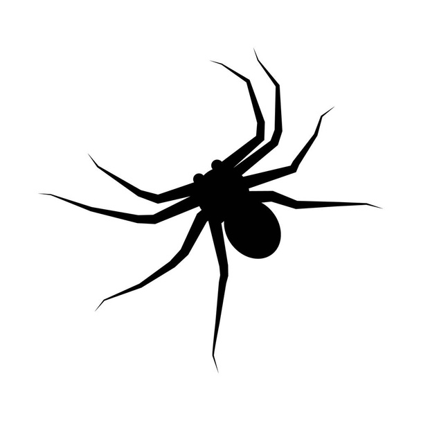 Black silhouette spider. Spider icon, Isolated. Spider logo template. Halloween symbol. Black tattoo design. - Vector, Image